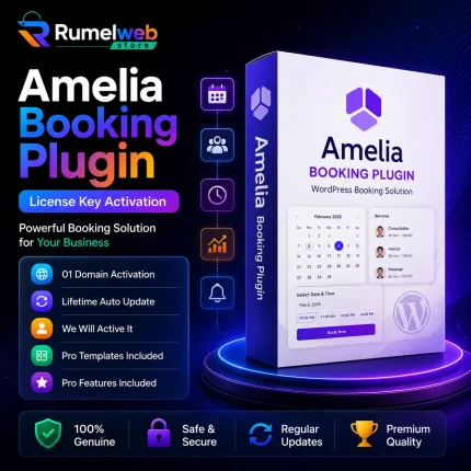 Amelia Booking Plugin License Key Activation for WordPress with Original License and Lifetime Auto Updates